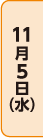 11月5日（水）10:00～13:00、14:00～17:00